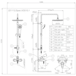 Alternative view of Vòi sen cây Viglacera VG515.1 nóng lạnh sáng bóng