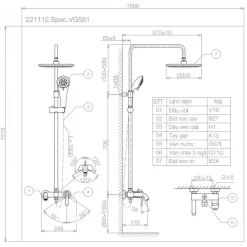 Alternative view of Vòi sen cây Viglacera VG581 nóng lạnh massage 3 chế độ
