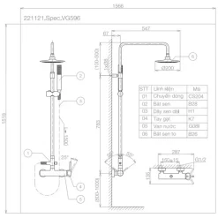 Alternative view of Vòi sen cây Viglacera VG596 nóng lạnh