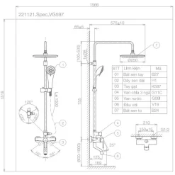 Alternative view of Vòi sen cây Viglacera VG597 nóng lạnh sáng bóng