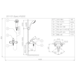 Alternative view of Sen tắm nóng lạnh Viglacera VG502 đồng thau mạ 3 lớp