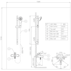 Alternative view of Sen tắm nóng lạnh Viglacera VG541.1 có thanh trượt