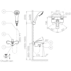 Alternative view of Sen tắm nóng lạnh Viglacera VG542 massage 3 chế độ