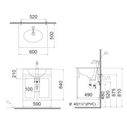 Alternative view of Bộ tủ lavabo Caesar LF5024/EH15024AV liền bàn
