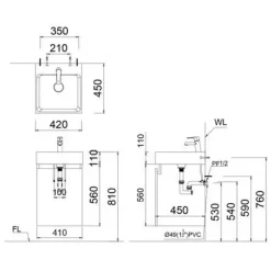 Alternative view of Bộ tủ lavabo Caesar LF5261/EH15261AV liền bàn