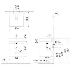 Alternative view of Bộ tủ lavabo treo tường Caesar LF5380/EH05380DWV vân gỗ