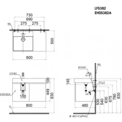 Alternative view of Bộ tủ lavabo treo tường Caesar LF5382/EH05382AV màu trắng