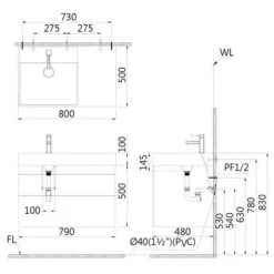 Alternative view of Bộ tủ lavabo treo tường Caesar LF5382/EH05382DWV vân gỗ