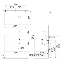 Alternative view of Bộ tủ lavabo treo tường Caesar LF5384/EH05384DWV vân gỗ