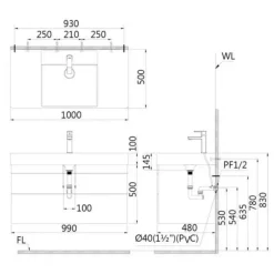 Alternative view of Bộ tủ lavabo treo tường Caesar LF5386/EH05386DWV vân gỗ