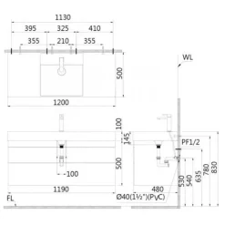 Alternative view of Bộ tủ lavabo treo tường Caesar LF5388/EH05388DWV vân gỗ