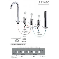 Alternative view of Bộ vòi sen xả bồn tắm Caesar AS143C massage nóng lạnh