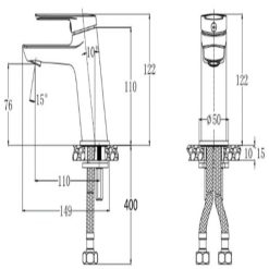 Alternative view of Vòi lavabo nóng lạnh CAESAR B120CU bộ xả nhấn