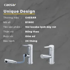 Alternative view of Vòi lạnh lavabo CAESAR B190C rút dây