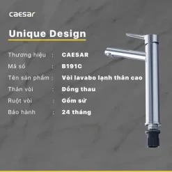 Alternative view of Vòi lạnh lavabo CAESAR B191C cổ cao