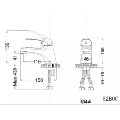Alternative view of Vòi lavabo nóng lạnh CAESAR B260CU bộ xả nhấn