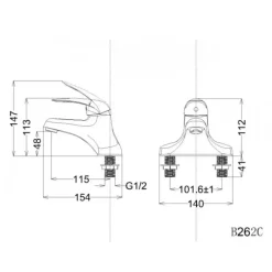 Alternative view of Vòi lavabo nóng lạnh CAESAR B262CU bộ xả nhấn nhựa