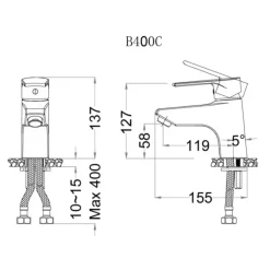 Alternative view of Vòi lavabo nóng lạnh CAESAR B400CU bộ xả nhấn