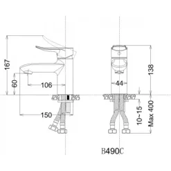 Alternative view of Vòi lavabo nóng lạnh CAESAR B490CU bộ xả nhấn