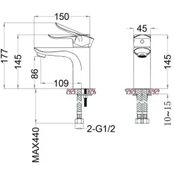 Alternative view of Vòi lavabo nóng lạnh CAESAR B730CU