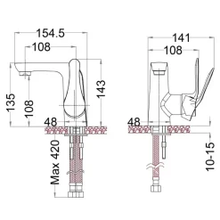 Alternative view of Vòi lavabo nóng lạnh CAESAR B740CU