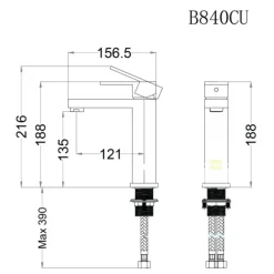 Alternative view of Vòi lavabo nóng lạnh CAESAR B840CU