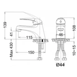 Alternative view of Vòi lavabo nóng lạnh CAESAR BT260CU kèm co P