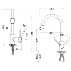 Alternative view of Vòi rửa chén nóng lạnh Caesar K325C 3 chế độ xả
