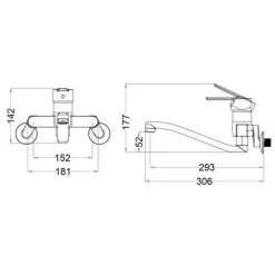 Alternative view of Vòi bếp nóng lạnh Caesar K376C gắn tường