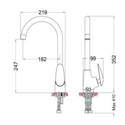 Alternative view of Vòi rửa chén nóng lạnh Caesar K815C