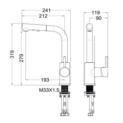 Alternative view of Vòi rửa chén nóng lạnh Caesar K915C rút dây