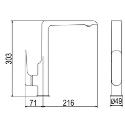 Alternative view of Vòi bếp Viglacera P.55.356 Platinum nóng lạnh màu đen