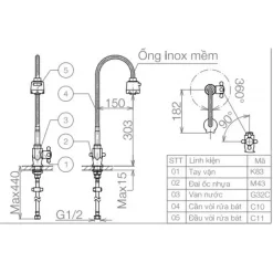 Alternative view of Vòi rửa bát lạnh Viglacera VG705 đồng đỏ nguyên chất