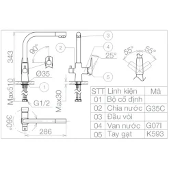 Alternative view of Vòi bếp Viglacera VG713 nóng lạnh kèm van lọc RO