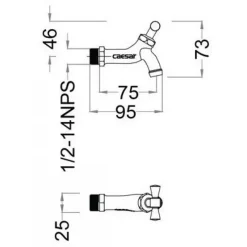 Alternative view of Vòi xả nước lạnh Caesar W034-1 gắn tường (Ø21)