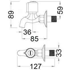 Alternative view of Vòi xả nước lạnh Caesar W037C gắn tường