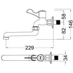 Alternative view of Vòi lạnh gắn tường Caesar WL027C cần vòi xoay linh hoạt