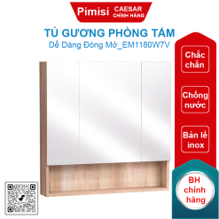Tủ gương phòng tắm Caesar EM1180W7V treo màu vân gỗ