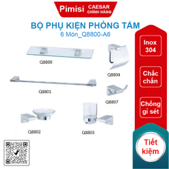 Bộ phụ kiện phòng tắm Caesar Q8800-A6 6 món inox 304