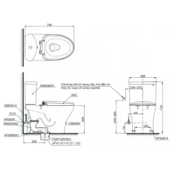 Alternative view of Bồn cầu hai khối nắp cơ TOTO CS838DE4