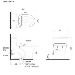 Alternative view of Bồn cầu nắp cơ TOTO MS855DE2 Ecowasher