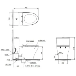Alternative view of Bồn cầu nắp cơ TOTO MS857DE4/TCW1211A