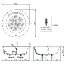 Alternative view of Bồn tắm TOTO PPYB1720HPTE ngọc trai 1.7M tròn