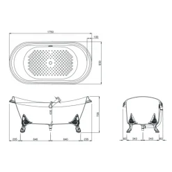 Alternative view of Bồn tắm TOTO FBY1756PTGE#W gang tráng men 1.75M