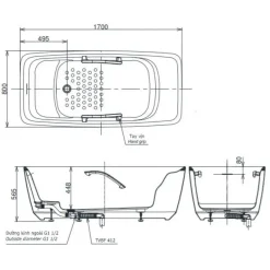 Alternative view of Bồn tắm TOTO PJY1724HPWEN#GW đá cẩm thạch 1.7M