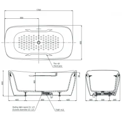 Alternative view of Bồn tắm TOTO PJY1734HPWEN#MW đá cẩm thạch 1.7M trắng mờ