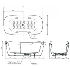 Alternative view of Bồn tắm TOTO PJY1734PWEN#GW/TVBF412 đá cẩm thạch 1.7M