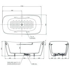 Alternative view of Bồn tắm TOTO PJY1734PWEN#MW đá cẩm thạch 1.7M trắng mờ