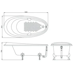 Alternative view of Bồn tắm TOTO PPY1610HIPTE#S lập thể 1.6M ngọc trai