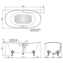 Alternative view of Bồn tắm TOTO PPY1806PWNE#S lập thể 1.8M màu trắng